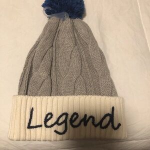 Crewcuts Gray Beanie with Blue Pom